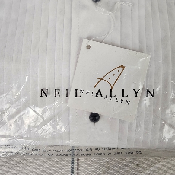 Neil Allyn White Tuxedo Shirt Slim Fit Wing Collar 1/4" Pleats Wedding Size 3XL - Picture 4 of 13